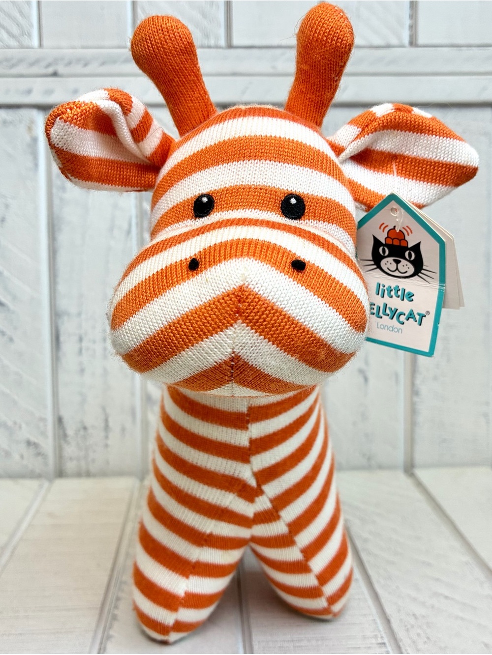 Little Jellycat Geoffrey Giraffe Baby Chime Toy Orange And White Striped Plush